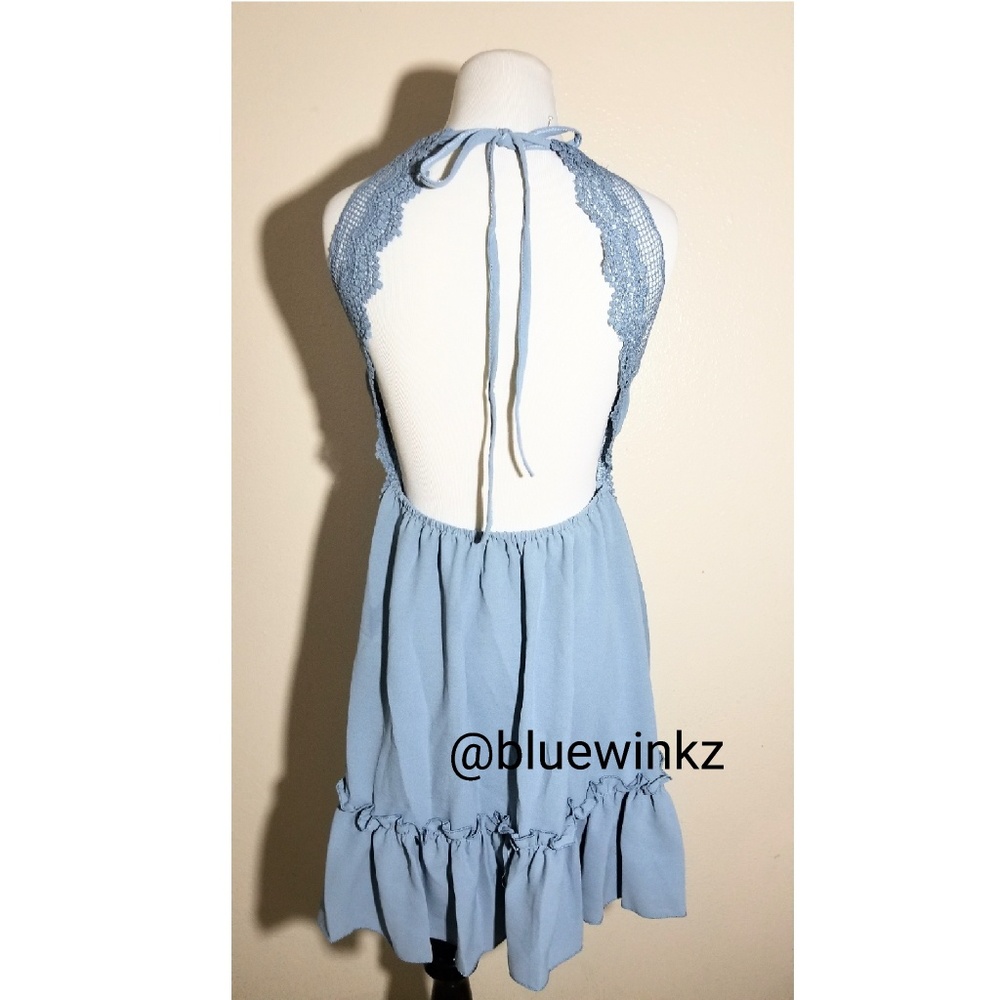 💮Blue Lace Boho Dress - Picture 4 of 8